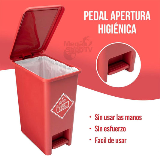 Papelera Pedal Red. 12 lt Roja