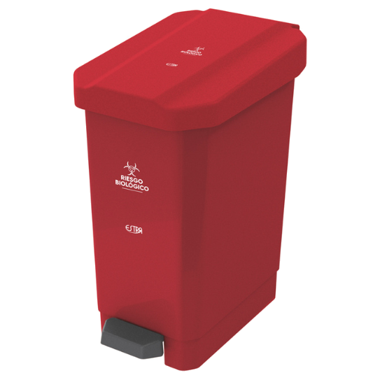 Caneca papelera con pedal 44 litros color rojo para residuos de riesgo biológico