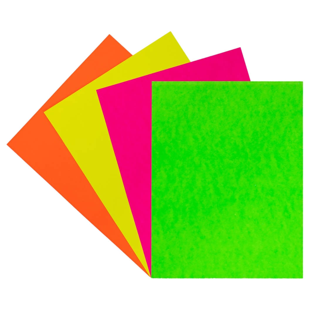Cartulina fluorescente 1/8 x7 pack de 7 unidades para papelería empresarial