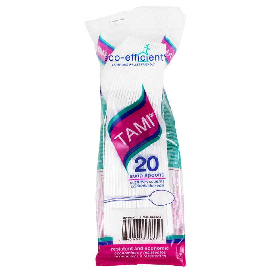 Cuchara sopera blanca Tami desechable, empaque x100 unidades
