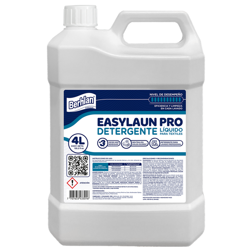 Detergente Líquido Lavadora Easylaun Pro x4000 ml