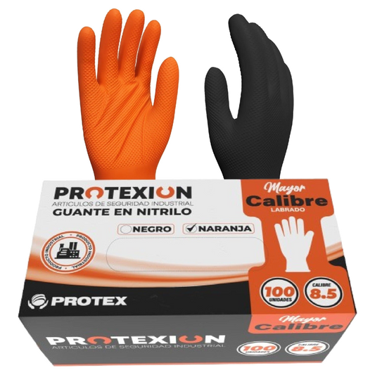 Guante Examen Nitrilo Negro Protex 0.5 T-m 10