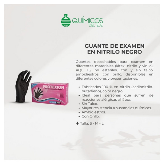 Guante Examen Nitrilo Negro Protex T-s 10