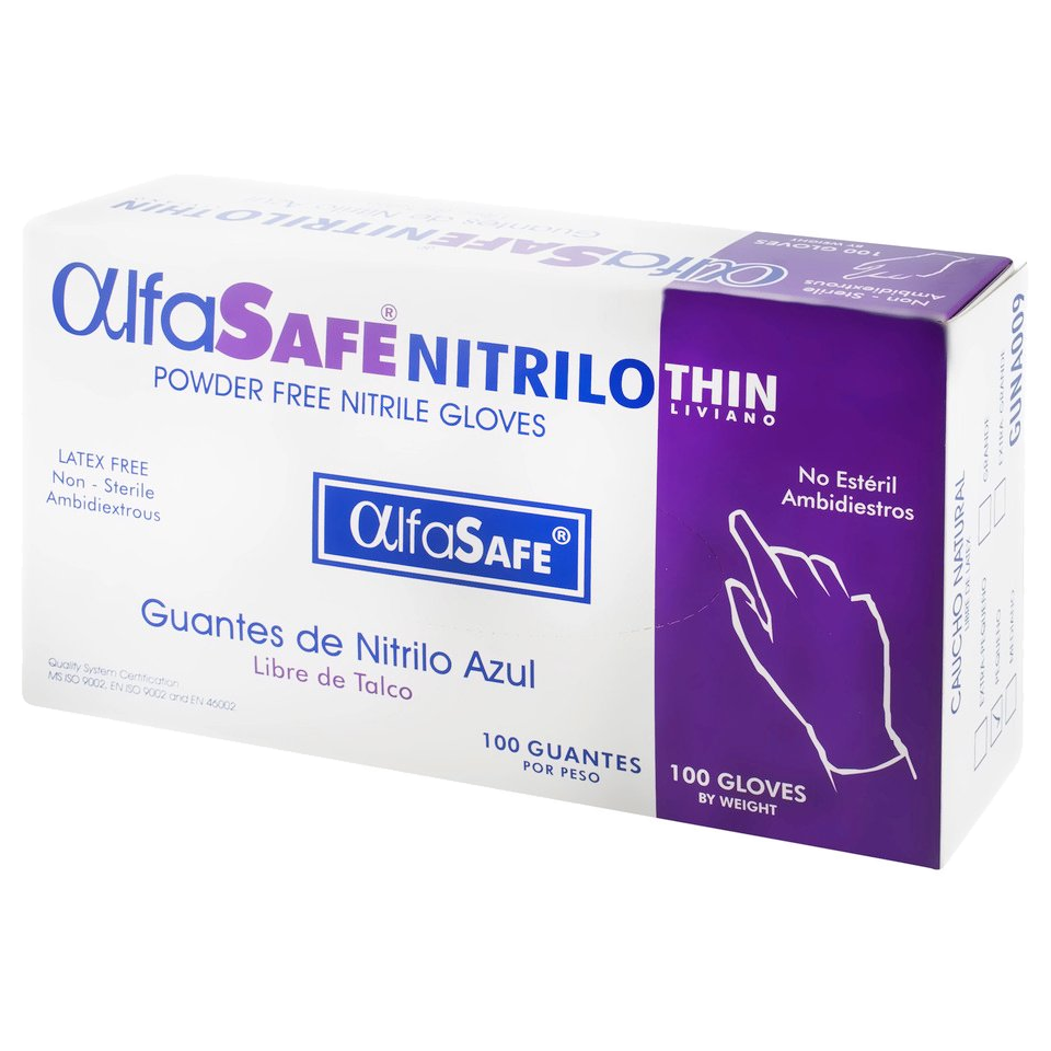 Guante nitrilo azul Mega talla S presentación 100 unidades protección profesional