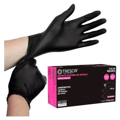 Guante Nitrilo Negro Mega 0.5 Talla L x 100 und