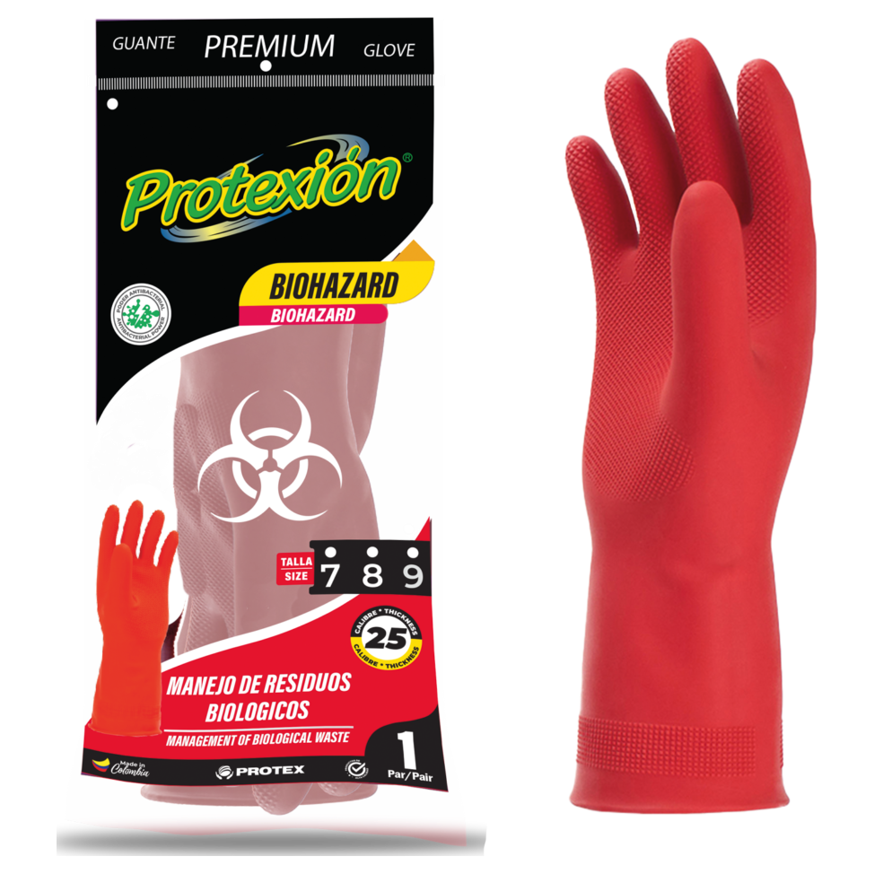 Guante Protexión Biohazard rojo talla 9 para cocina y aseo