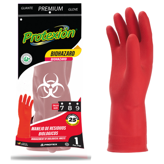 Guante Protexion Biohazard Rojo C25 T-9