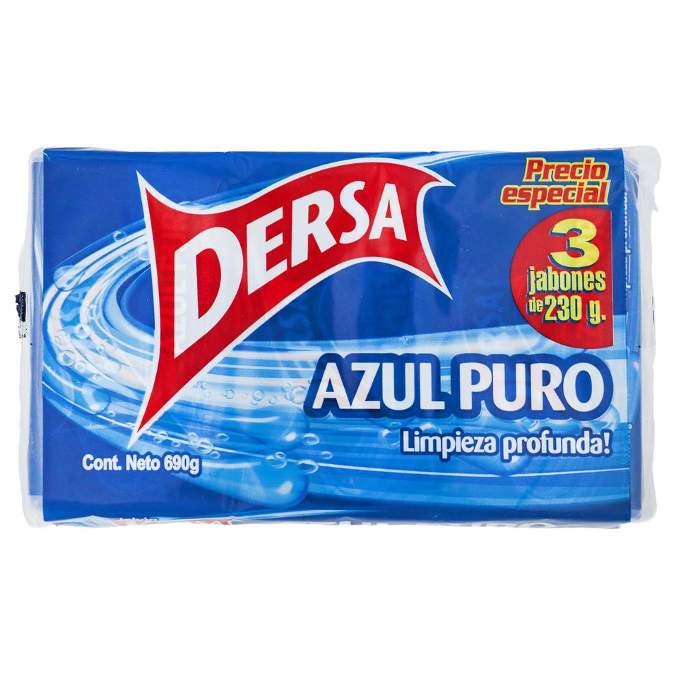 Jabón Dersa Azul Puro presentación 230 gramos para uso institucional