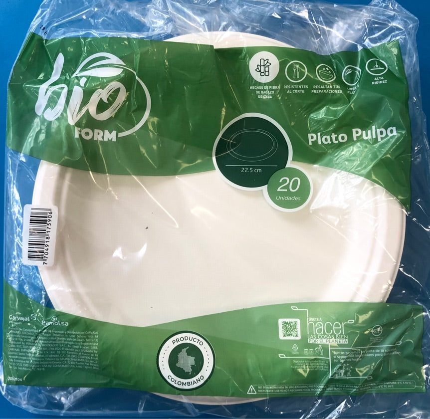 Plato Pulpa 22.5 CM Bioform X 20 Unidades