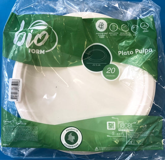Plato Pulpa 22.5 CM Bioform X 20 Unidades