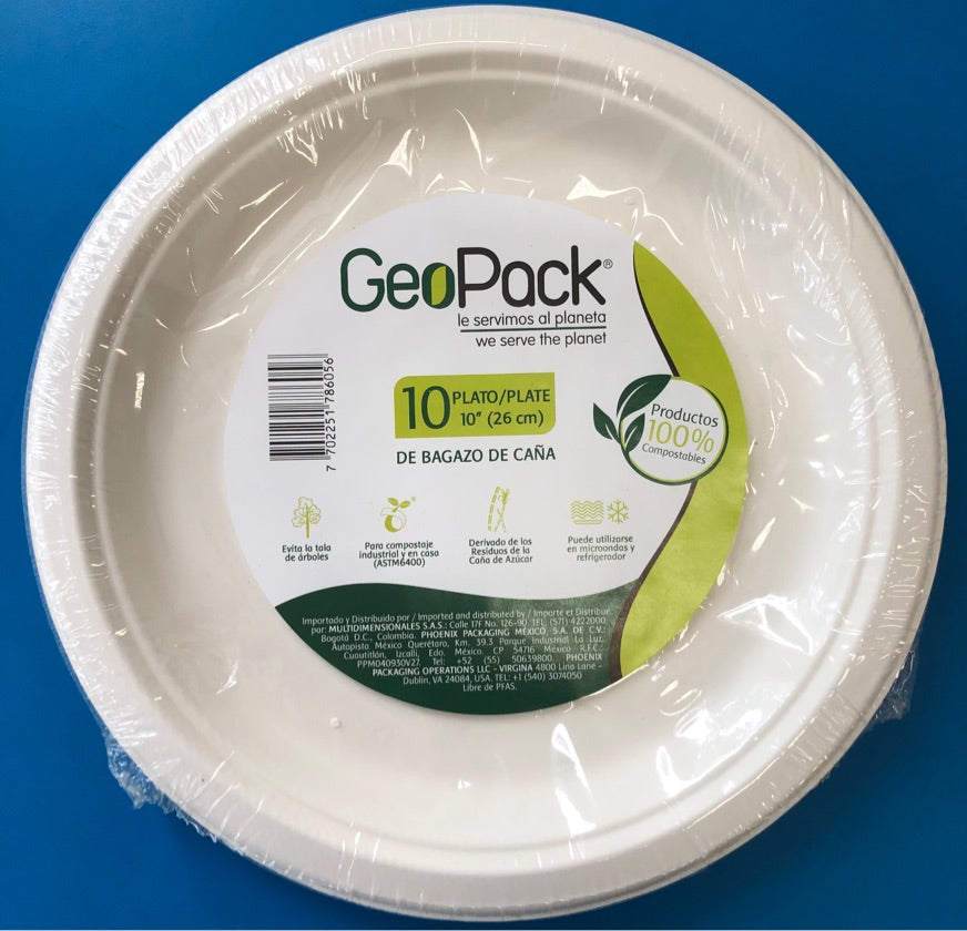 Plato Geopack #10 26CM Paquete X 10 Unidades