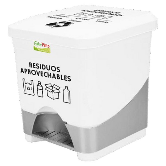 Papelera Pedal Cuad 20 Lt. Blanca Res/aprovecha