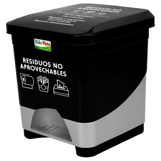 Papelera Pedal Cuad. 20 lt Negra Res/no Aprovech