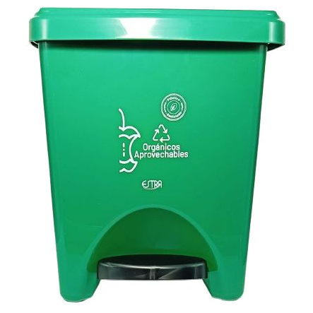 Papelera Pedal Cuad 20 lt Verde R/ Orga
