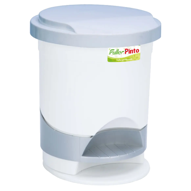 Papelera pedal roja 6 litros blanca sin marcar para residuos institucionales