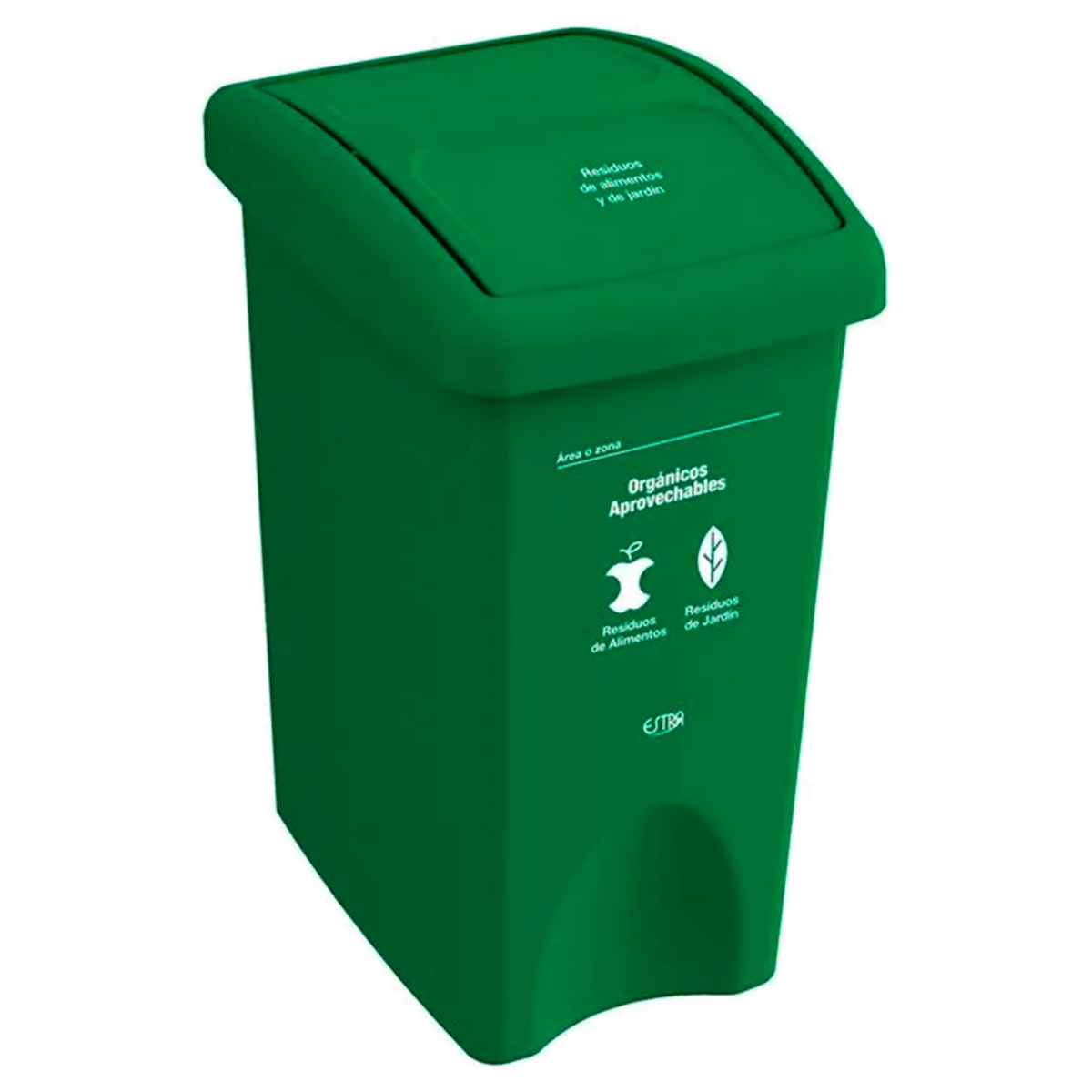 Papelera tapadera vaivén 35 litros color verde para gestión de residuos institucional