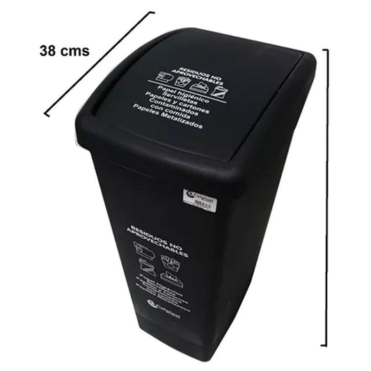 Papelera T/vaiven 55 lt Negra Res/no Aprov
