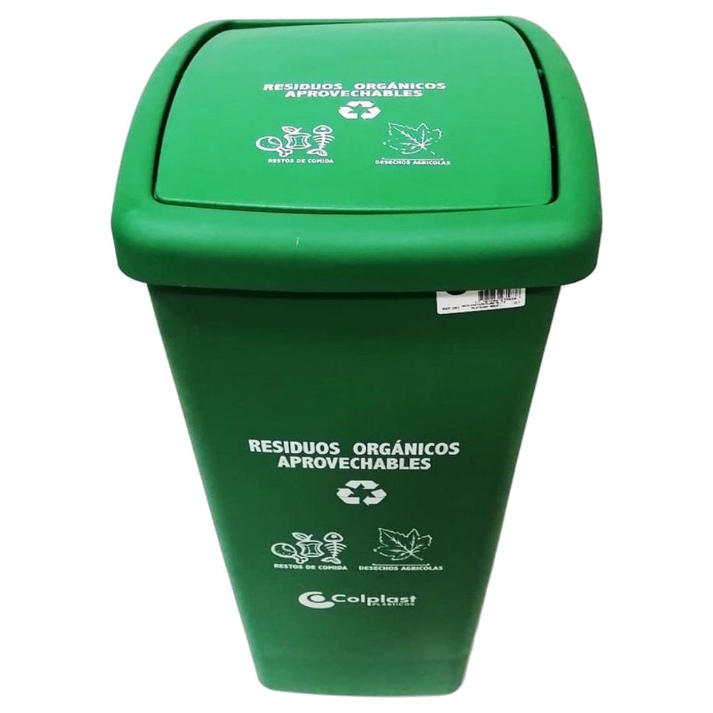 Papelera vaivén 55 litros color verde para gestión de residuos institucionales