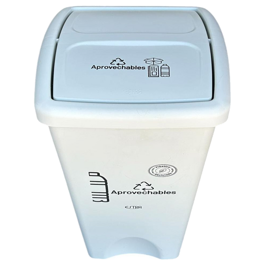 Papelera T/vaiven 55 lt Blanca Res/aprovecha