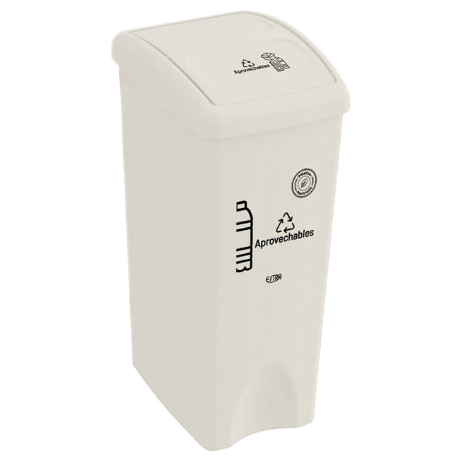 Papelera T/vaiven Cuadrada 35 lt Blanca