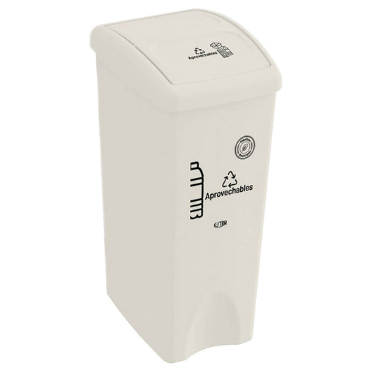 Papelera T/vaiven Cuadrada 35 lt Blanca