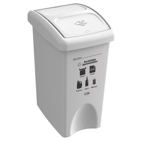 Papelera Vai/plana Mr 35 Lt. Blanca Reciclable