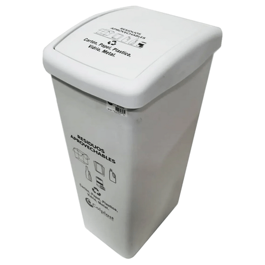 Papelera Vaiven con Tapa Plana S/m 55 lt Blanca