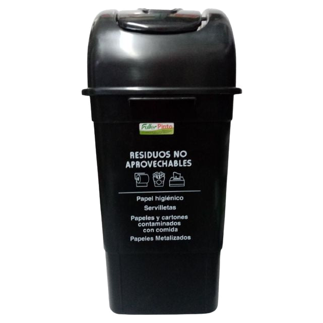 Papelera Vaiven Cuadrada 35 lt Negra sin Mar