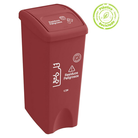 Papelera Vaiven Plana/53 L/rojo Residuos Peligrosos