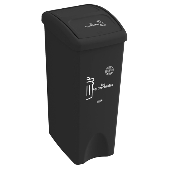 Papelera Vaiven Plana 53 litros color negro para residuos no aprovechables