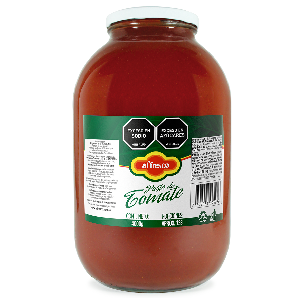 Pasta de tomate Alfresco presentación 1000 gramos para cocinas profesionales