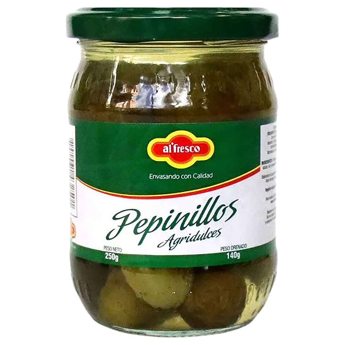 Pepinillo entero Alfresco presentación 250 gramos