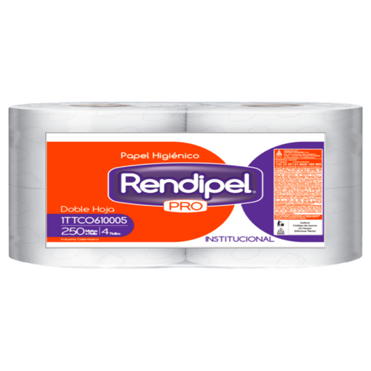 Papel Higiénico Jumbo Rendipel Blanco x 250 mt x4