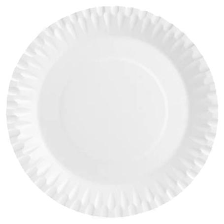 Plato Cartón Blanco y Negro Redondo 16 cm
