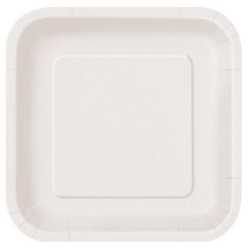Plato cartón cuadrado blanco 16 cm, desechable para servicio de alimentos