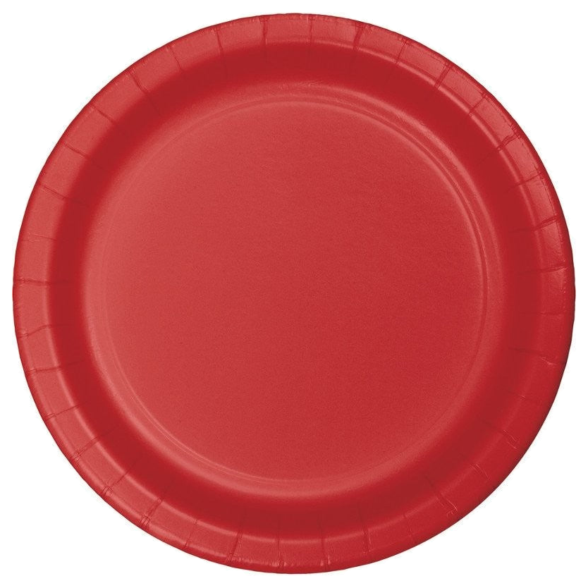 Plato desechable de cartón rojo redondo 16 cm, caja x 20 unidades