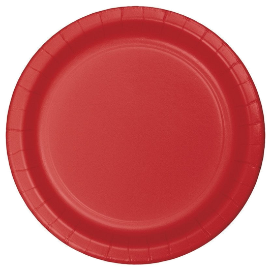 Plato Cartón Rojo Redondo 16 cm