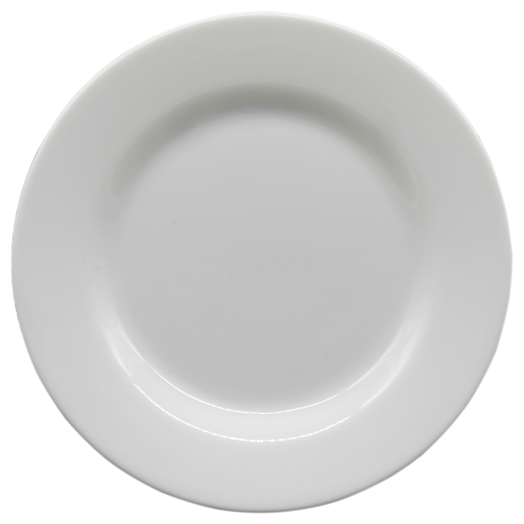 Plato circular plano blanco 23x23 cm desechable para restaurantes