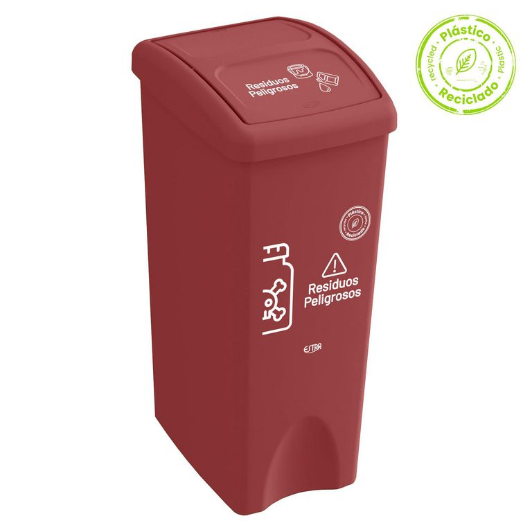 Papelera Vaiven Plana/53 L/rojo Residuos Peligrosos
