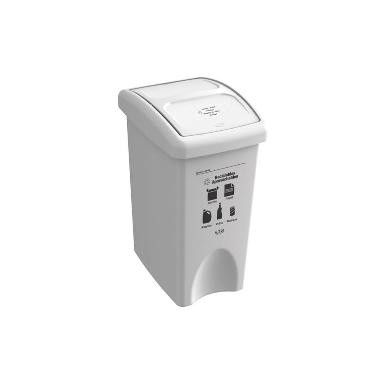 Papelera Vai/plana Mr 35 Lt. Blanca Reciclable