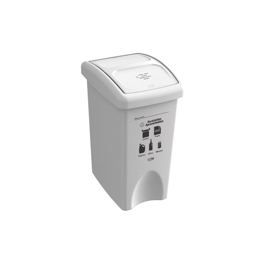 Papelera Vai/plana Mr 35 Lt. Blanca Reciclable