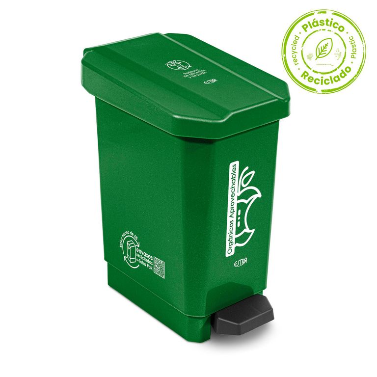 Papelera Pedal Mr 10 Lt. Verde Orgánico