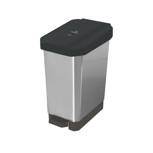 Papelera Estrabins Pedal 44 L Negra Metalizada