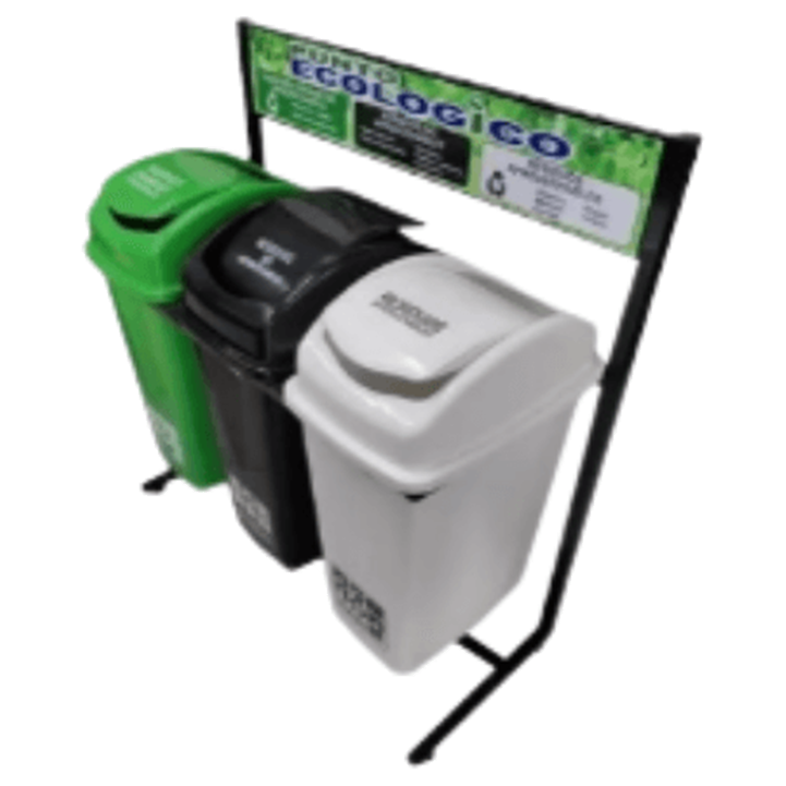 Punto ecológico 35 litros blanco verde negro para separación de residuos