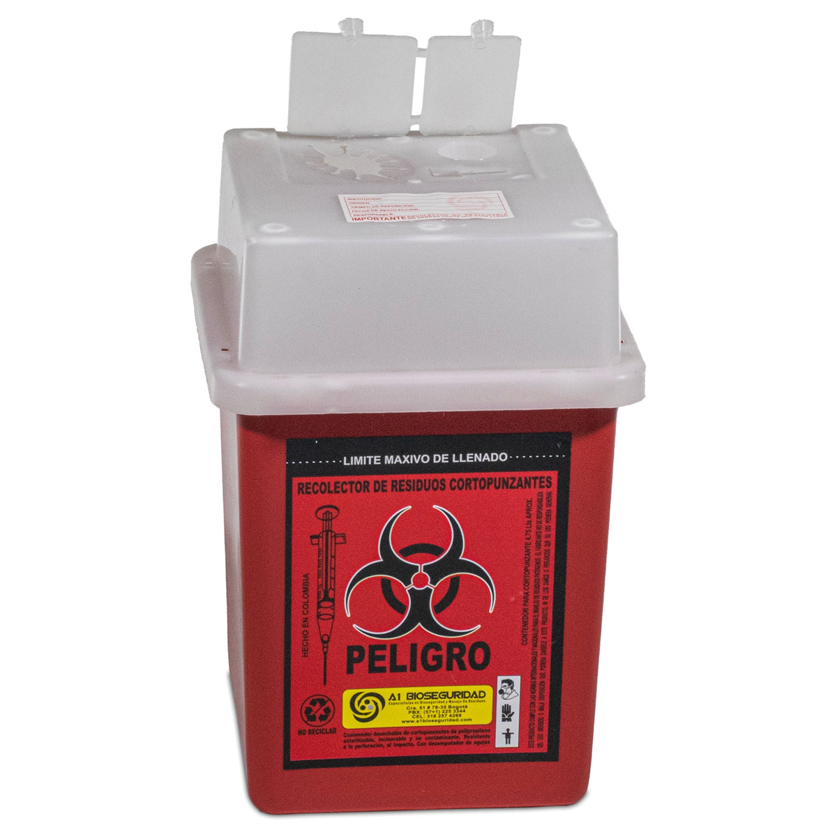 Recipiente rojo para residuos cortopunzantes 2.8 litros marca Estra
