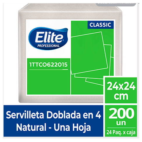Servilleta Elite Natural 24x24 cm x200