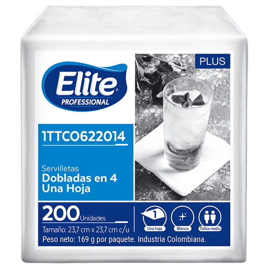 Servilleta Lujo Blanco x200 Hs 33x33 cm