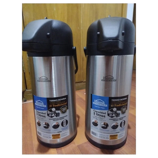 Termo Bomba Doble Pared Acero Inx 3 lt