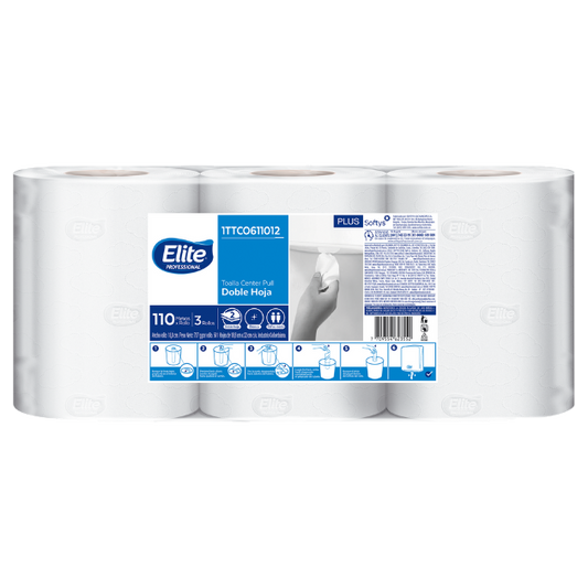 Toalla Center Flow Elite Doble Hoja Blanca x3 x 110 mt