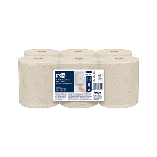 Toalla Center Flow Tork Natural 3h 100m 73689